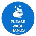 SIGN DURUS HYGIENE FLOOR ADHESIVE PLEASE WASH HANDS 250MM DIAMETER BLUEWHITE EACH