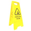 SAFETY SIGN CLEANLINK 32WX31DX65H CM 12159 FORKLIFTS IN USE YELLOW