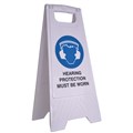 SAFETY SIGN CLEANLINK 32WX31DX65H CM 12164 HEARING PROTECTION MUST BE WORN WHITE
