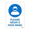 SIGN DURUS HYGIENE SELF ADHESIVE DECAL PLEASE WEAR A FACE MASK 105X148MM BLUEWHITE PK2