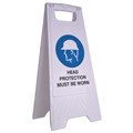 SAFETY SIGN CLEANLINK 32WX31DX65H CM 12165 HEAD PROTECTION MUST BE WORN WHITE