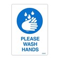 SIGN DURUS HYGIENE SELF ADHESIVE DECAL PLEASE WASH HANDS 105X148MM BLUEWHITE PK2