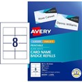 NAME BADGE REFILL AVERY LASER L741825 86X54MM WHITE 8SHEET
