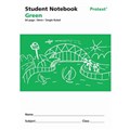 NOTEBOOK PRIMARY STUDENT NSW PROTEXT 250X175MM 8MM SINGLE RULED 64PG PP COVER GREEN NB90900