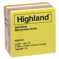 NOTES REPOSITIONABLE HIGHLAND 65495A 73X73MM ASSORTED COLOURS