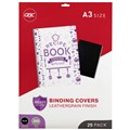 BINDING COVER A3 BLACK 300GSM LEATHERGRAIN PK25