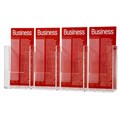 BROCHURE HOLDER ESSELTE DL SINGLE TIER 4 COMPARTMENT WALL MOUNT