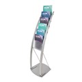 FLOOR DISPLAY DEFLECTO 693145 CONTEMPORARY 6 MAGAZINE SIZE COMPARTMENTS SILVER