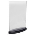 SIGN HOLDER DEFLECTO 6801401A5 DOUBLE SIDED OVAL BASE A5 SMOKECLEAR