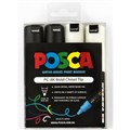 MARKER UNI POSCA PAINT PC8K4PBKWH 8MM CHISEL BLACK  WHITE WALLET4