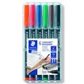 MARKER STAEDTLER OHP 318WP6 FINE PERM ASSTD COLOURS