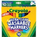 MARKERS COLOURED CRAYOLA ULTRACLEAN WASHABLE CLASSIC BROAD 58 7851 ASSTD PK10