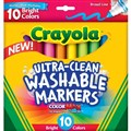 MARKERS COLOURED CRAYOLA ULTRACLEAN WASHABLE BRIGHT BROAD 58 7855 ASSTD PK10