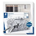 PENCILS CHARCOAL STAEDTLER 61 100 LUMOGRAPH GRAPHITE ASSORTED SET CONTAINS 6 DRAWING PENCILS 3 CHARCOAL PENCILS 1 PAPERSTUMP 1 ERASER 1 DOUBLE HOLE SHARPENER