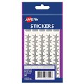 STICKERS AVERY 932351 STARS SMALL 14MM DIA SILVER PK90