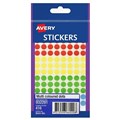 STICKERS AVERY 932291 CIRCLEDOT SMALL 8MM DIA MULTICOLOURED PK416