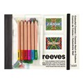 COLOURING POSTCARDS SET REEVES 0011920 20 POSTCARDS 6 ASSORTED PENCILS W PENCIL CASE SET